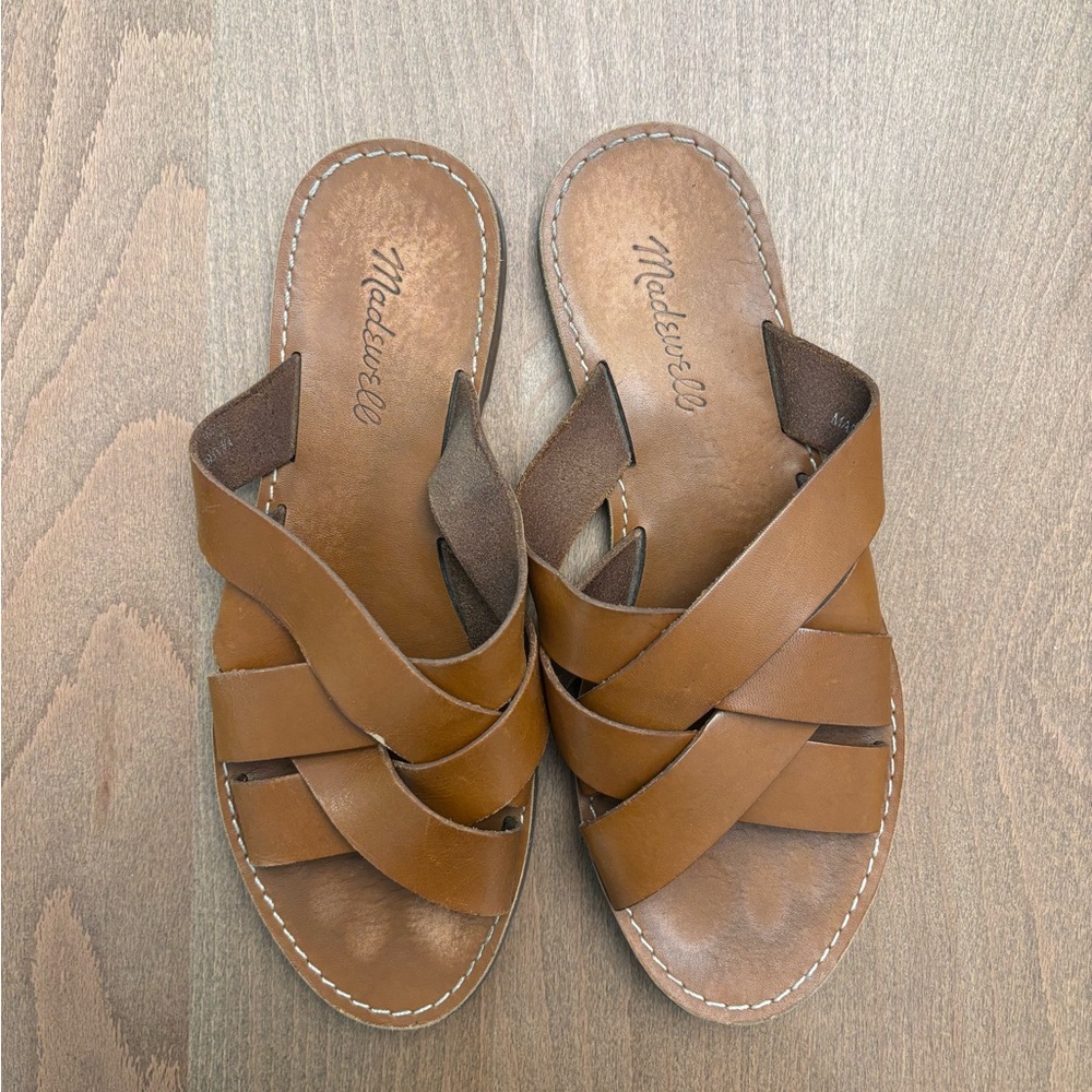 Madewell Brown Leather Slide Sandals